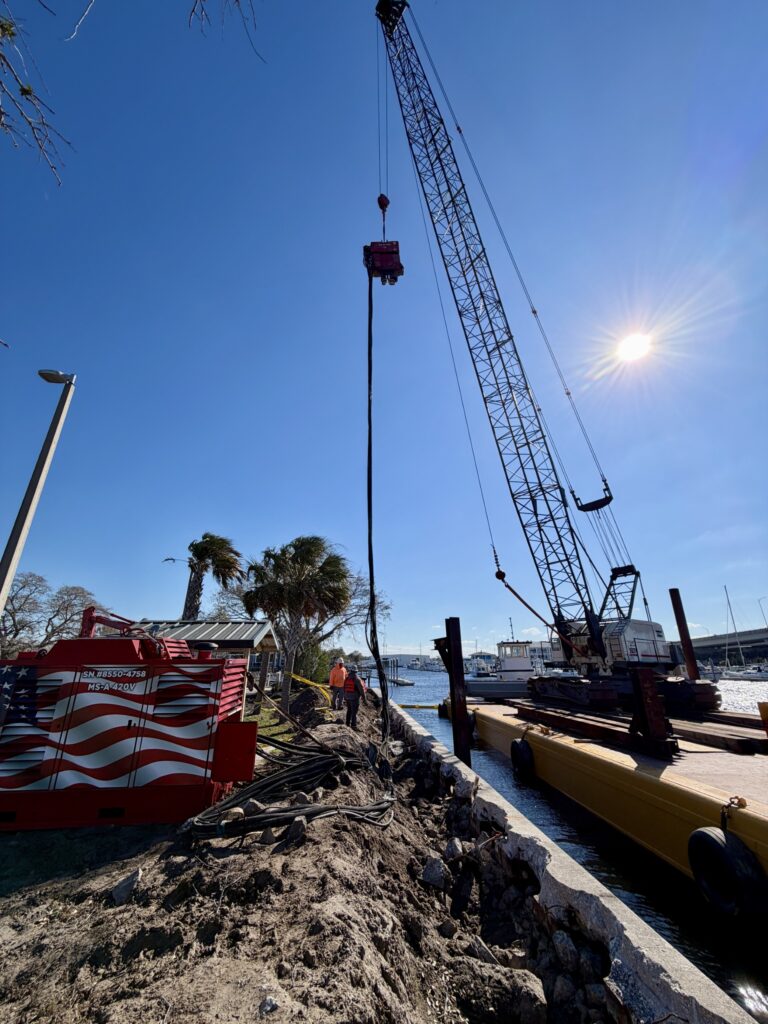 Foundation drilling or piling work in progress